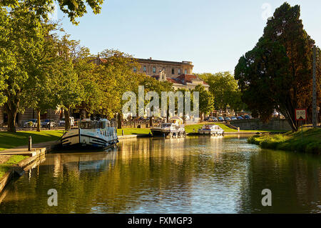 Canal du Midi, Carcassonne, Frankreich Stockfoto