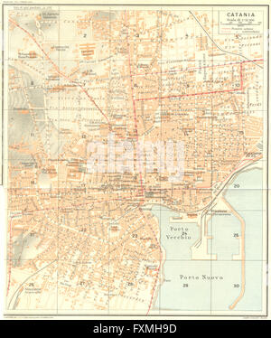 Italien: Catania, 1925 Vintage Karte Stockfoto