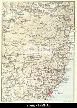 Italien: Ätna, 1925 Vintage Karte Stockfoto