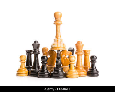Schachfiguren isoliert auf weißem Hintergrund Stockfoto