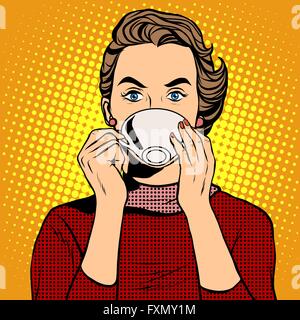 Mädchen trinken Kaffee Stock Vektor