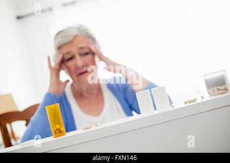 Ältere Frau sich krank Stockfoto