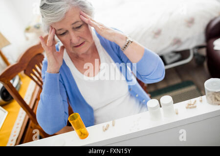 Ältere Frau sich krank Stockfoto