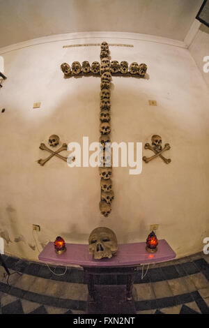 Schädel in der Krypta der Chiesa Santa Maria dell'Orazione e Morte, Rom, Italien Stockfoto