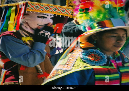 Peruanische Tänzer auf der Parade in Cusco Stockfoto