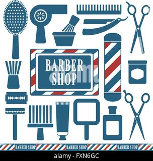 Barbier und Friseur Silhouette Icons set 1 Stock Vektor