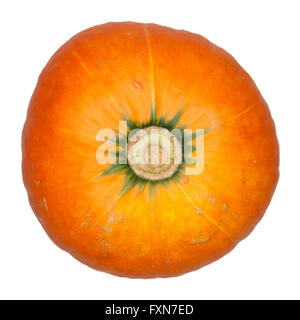 Hokkaido Kürbis, Cucurbita Maxima "Roten Hokkaido", isoliert auf weißem Hintergrund Stockfoto