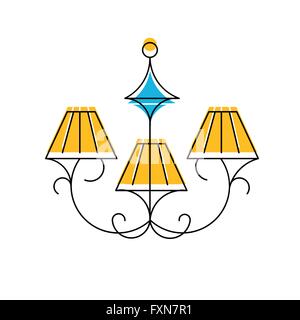 Kronleuchter Liniensymbol, Vektor-Illustration, hängende Lampe logo Stock Vektor