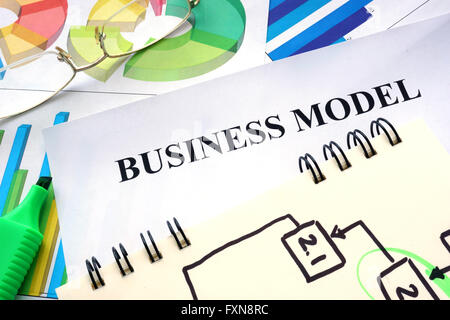 Geschäftsmodell in einem Notizbuch geschrieben. Business-Konzept. Stockfoto