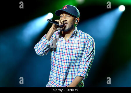 BARCELONA - 30 Mai: Kendrick Lamar (Rapper) führt bei Heineken Primavera Sound Festival 2014. Stockfoto