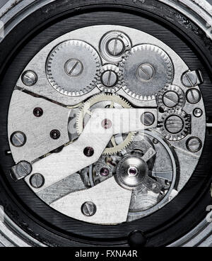 alte mechanische Uhr Uhrwerk mit hoher Auflösung und Details Stockfoto