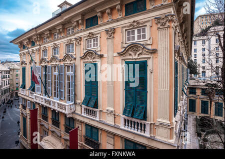 Italien Ligurien Genua - Strada Nuova, Via Garibaldi Rolli Palast - Palast Luca Grimaldi-Palazzo Bianco Stockfoto