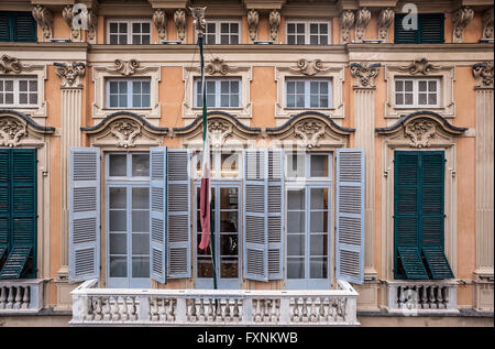 Italien Ligurien Genua - Strada Nuova, Via Garibaldi Rolli Palast - Palast Luca Grimaldi-Palazzo Bianco Stockfoto