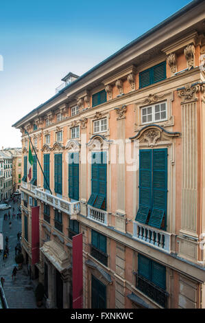 Italien Ligurien Genua - Strada Nuova, Via Garibaldi Rolli Palast - Palast Luca Grimaldi-Palazzo Bianco Stockfoto