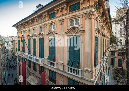 Italien Ligurien Genua - Strada Nuova, Via Garibaldi Rolli Palast - Palast Luca Grimaldi-Palazzo Bianco Stockfoto