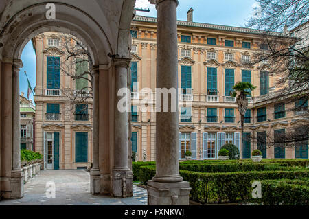 Italien Ligurien Genua - Strada Nuova, Via Garibaldi Rolli Palast - Palast Luca Grimaldi-Palazzo Bianco Stockfoto