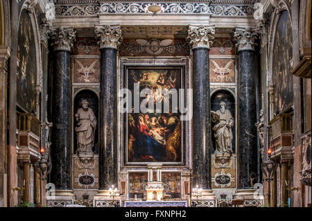 Italien Genua Chiesa del Gesù - Santissimi Andrea e Ambrogio Pieter Paul Rubens - 'Circoncisione' 1606 über - großen altar Stockfoto