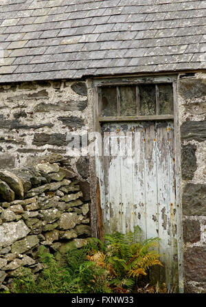 Detail einer alten Scheune neben der A5-Trunk-Straße in der Nähe von Betwys y Coed, North Wales, UK Stockfoto