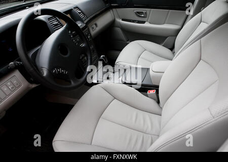 Schöne Leder-Interieur des modernen Autos Stockfoto
