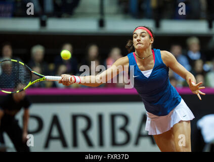 Arena Loire, TrŽlazŽ, Frankreich, 16. April 2016, Halbfinale FedCup, Frankreich-Niederlande, Caroline Garcia (FRA) Foto: Henk Koster/Tennisimages/Alamy Live-Nachrichten Stockfoto