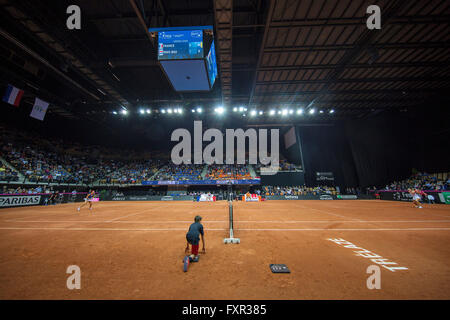 Arena Loire, TrŽlazŽ, Frankreich, 16. April 2016, Halbfinale FedCup, Frankreich-Niederlande, insgesamt Vieuw Foto: Henk Koster/Tennisimages/Alamy Live News Stockfoto