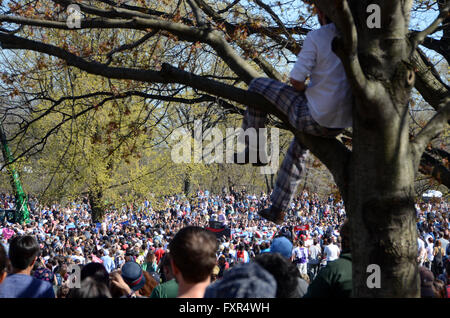 Brooklyn, New York, USA. 17. April 2016. Menge St Bernie Sanders Prospect Park Brooklyn 17. April 2016 Credit: Simon Leigh/Alamy Live News Stockfoto