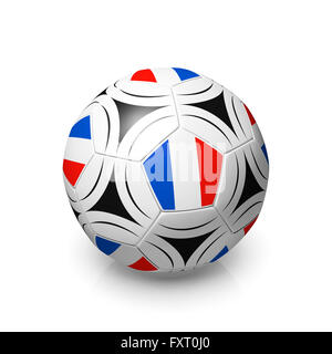 Ein Fußball mit der französischen Flagge, 3d Render auf weißem Hintergrund. Stockfoto