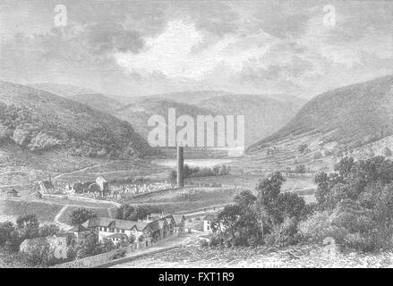 Irland: Vale von Glendalough, antique print c1885 Stockfoto