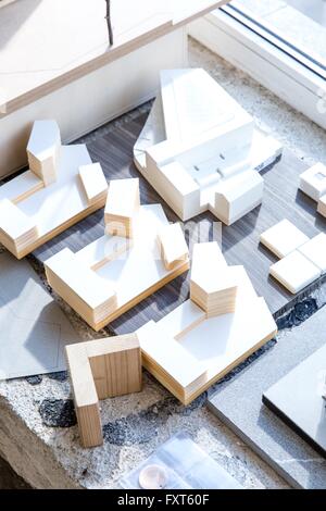 Vogelperspektive Blick auf architektonische Holzmodell Stockfoto