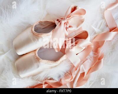 Draufsicht Ballettschuhe Stockfoto