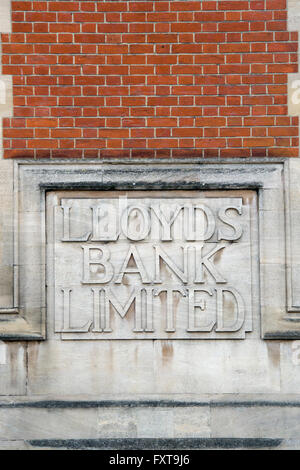 Lloyds Bank Limited Stein Plakette. Ely, Cambridgeshire, England Stockfoto