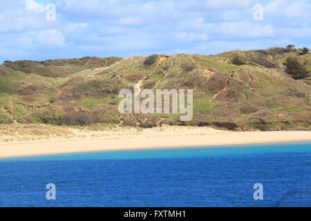 Sanddünen Sie in der Nähe von Rock, Camel-Mündung, Nord Cornwall, England, UK Stockfoto