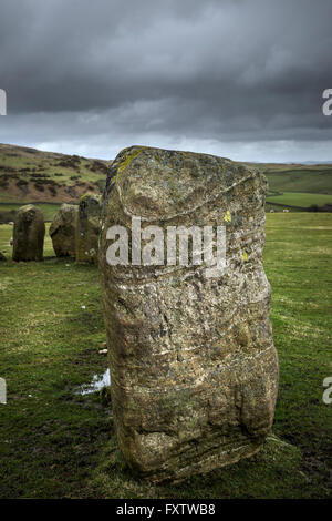 Eine Quarz ausgekleidet Stein in Sunkenkirk Stone Circle auf der Swinside Farm im Lake District, Cumbria, UK Stockfoto