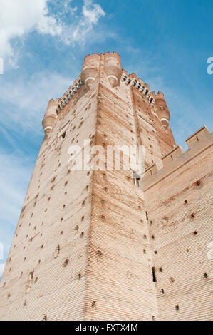 Bergfried der Burg La Mota. Medina del Campo, Provinz Valladolid, Kastilien-Leon, Spanien. Stockfoto