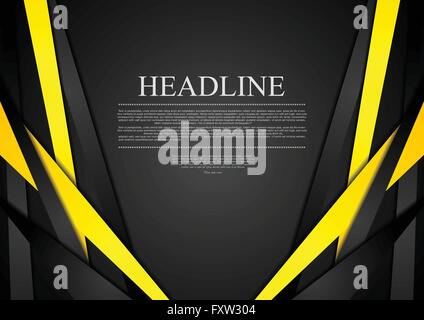 Schwarz und gelb corporate Tech gestreift-Grafik-Design. Vektor Broschüre Vorlagenhintergrund Stock Vektor