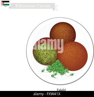 Palästinensischen Küche, Falafel oder traditionelle frittierte Ball gemacht Form Kichererbsen und Gewürzen. Eines das beliebteste Gericht in Pale Stock Vektor