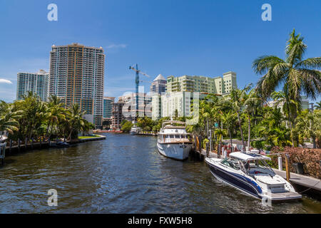 Die Tarpon-Fluss und die Innenstadt von Ft.Lauderdale Florida USA Stockfoto