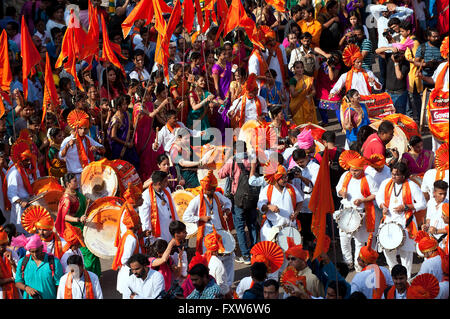 Das Bild der Prozession wurde erschossen in Girgaon Mumbai, Maharashtra, India Stockfoto