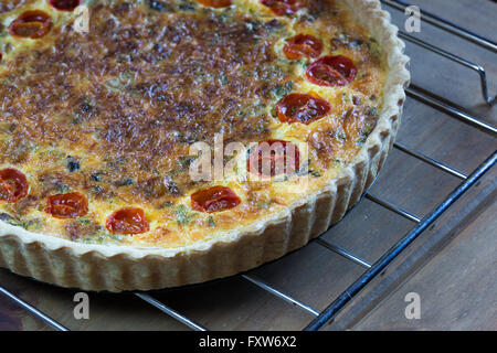 Eine hausgemachte frisch aus dem Ofen Quiche Lorraine. Stockfoto