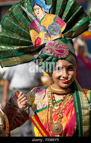 Das Bild der Prozession wurde erschossen in Girgaon Mumbai, Maharashtra, India Stockfoto