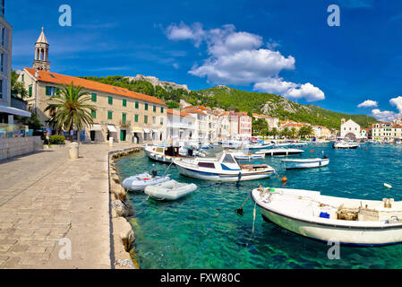 Malerische Küste der Stadt Hvar, Dalmatien, Kroatien Stockfoto