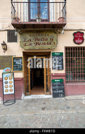 Restaurant in Granada Spanien mit verschiedenen Menüs angezeigt. Stockfoto