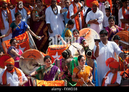 Das Bild der Prozession wurde erschossen in Girgaon Mumbai, Maharashtra, India Stockfoto