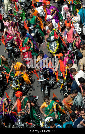 Das Bild der Prozession wurde erschossen in Girgaon Mumbai, Maharashtra, India Stockfoto