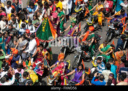 Das Bild der Prozession wurde erschossen in Girgaon Mumbai, Maharashtra, India Stockfoto