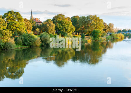 Kleine Stadt Nienburg an der Weser, Niedersachsen, Deutschland Stockfoto