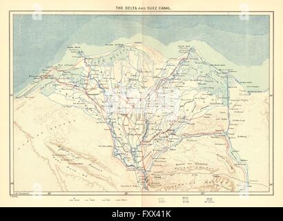 Ägypten: Delta & Suez-Kanal, c1885 Antike Landkarte Stockfoto