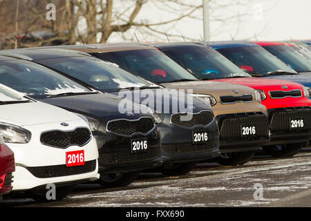 Kia Motors Autohaus in Kingston, Ontario, auf Montag, 11. Januar 2016. Stockfoto