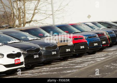 Kia Motors Autohaus in Kingston, Ontario, auf Montag, 11. Januar 2016. Stockfoto