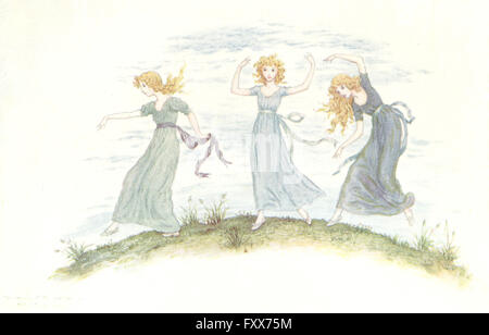 KATE GREENAWAY: Tanz der Felspar Feen, Antique print 1905 Stockfoto